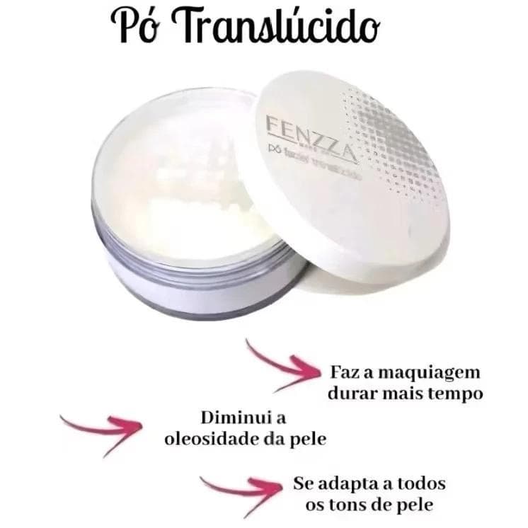 Fenzza Pó Translúcido Compacto 15g Micronizado para Pele Suave e Uniforme Efeito Aveludado e Natural Controla Brilho