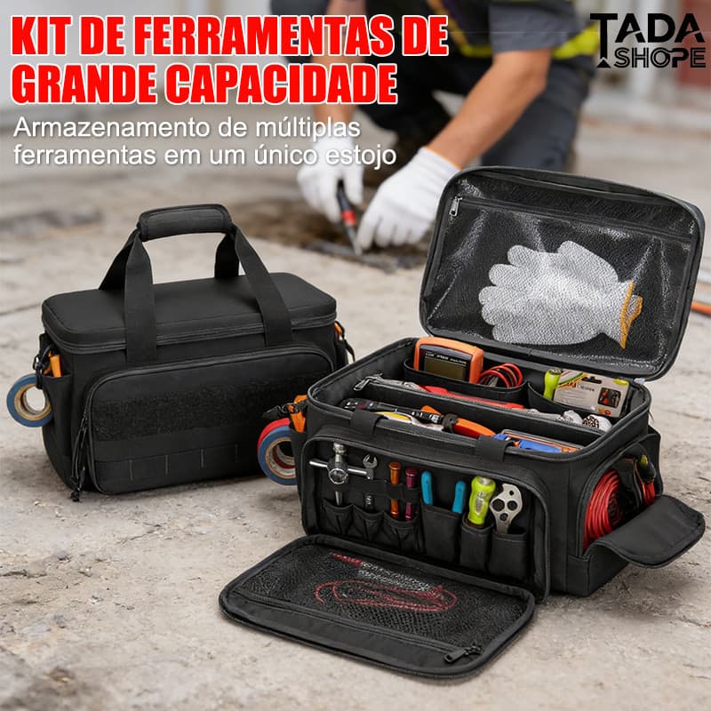 Bolsa Porta Ferramentas ImpermeáveldeGrande Capacidade – Organizador Profissional paraEletricista e Manutenção TADASHOPE