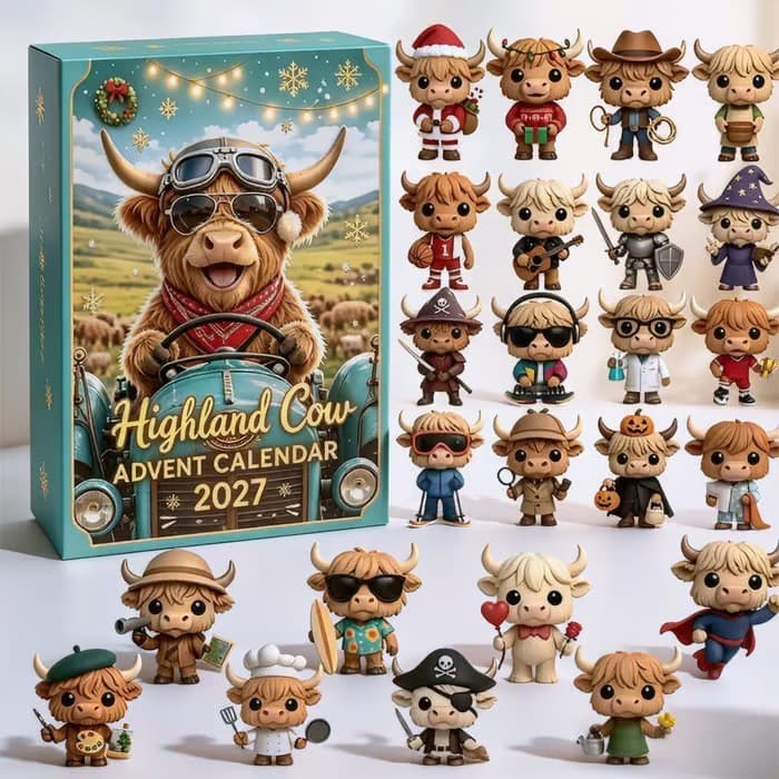 Highland Vaca Advento Calendário 2027 Caixa Cega Estatueta Presente Do Miúdo 2D