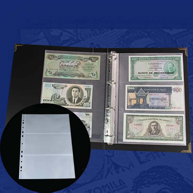 Gvrycqoky 10 Peças Folha De Folhas Soltas 3 Slots Transparente Porta Notas Portátil Papel Dinheiro Saco Protetor Coleção
