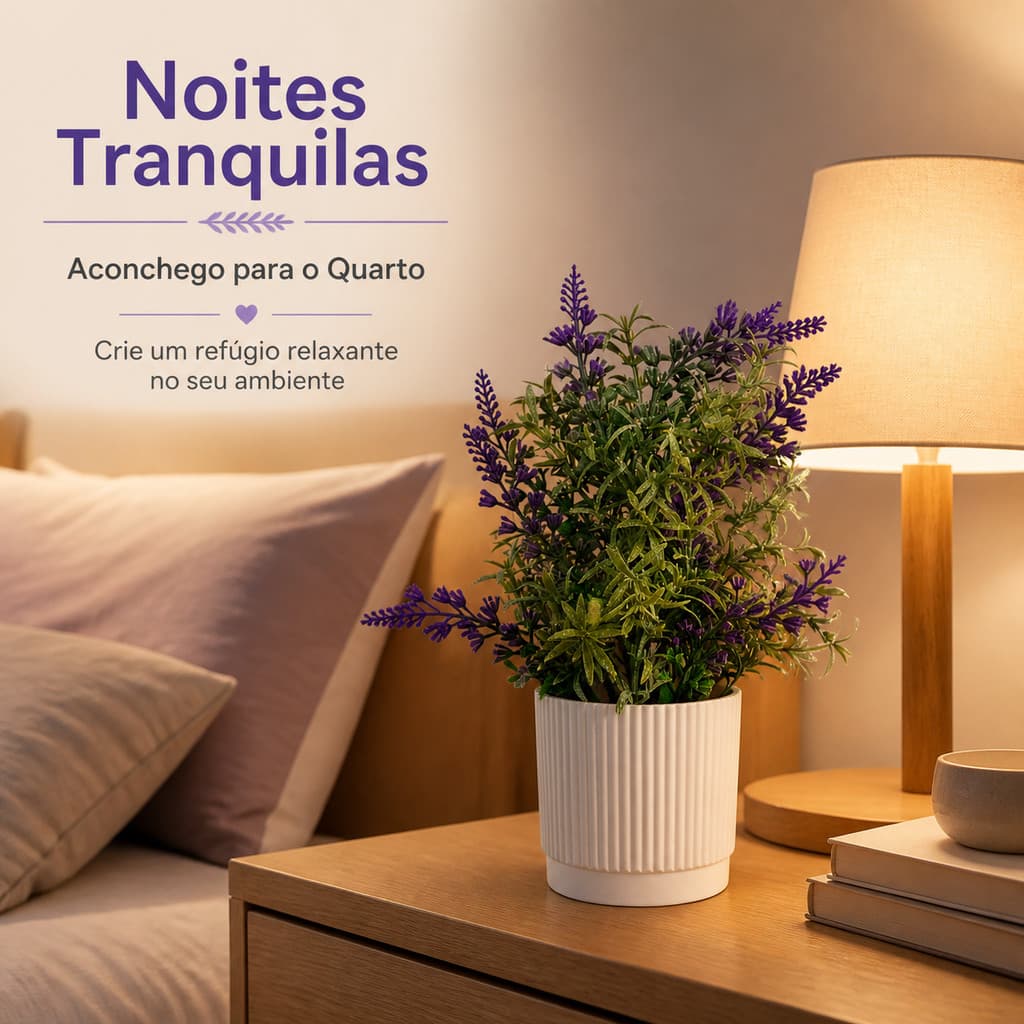 Vaso De Planta Artificial Lavanda Flor De Seda Decor 25cm