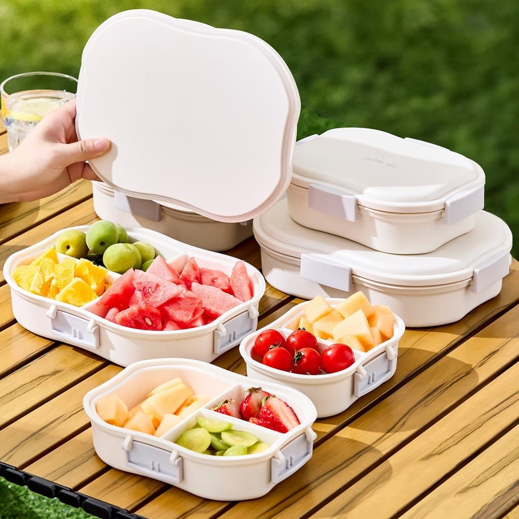 Caixa térmica portátil com compartimentos, hermética e de qualidade alimentar, mini refrigerador portátil, caixa de almo