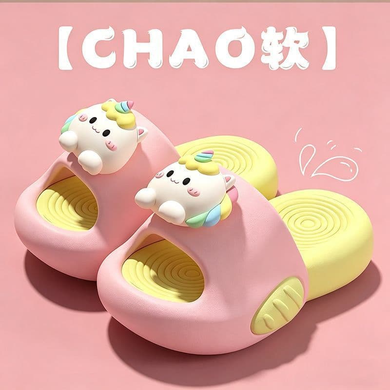 Chinelos Infantis de Unicórnio EVA para Meninas, Estilo Princesa, Antiderrapantes, Respiráveis, Sem Odor, Sola Macia, Sa