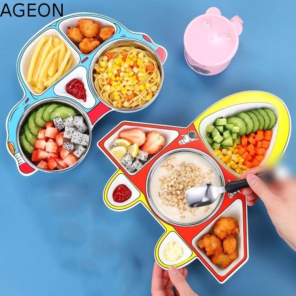 Prato De Jantar Em Forma De Carro AGEON , Talheres Infantis Criativos De Desenho Animado , Almoço Infantil Removível Com