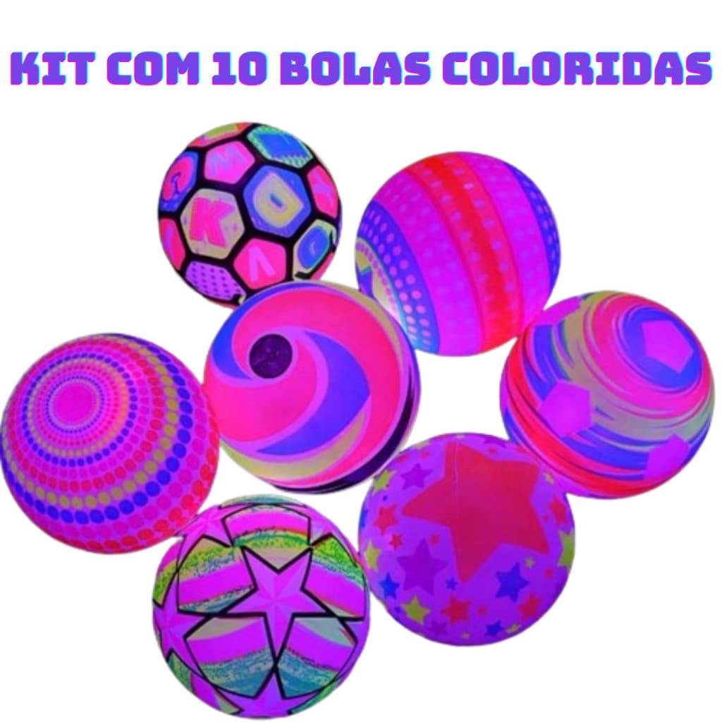 Kit com 10 Bolas Vinil Praia Inflável Cores Aleatórias