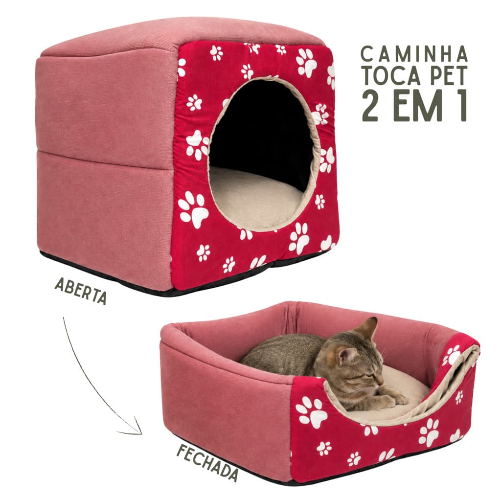 Toca Pet Iglu 2 em 1 - Vira Caminha - Estampada - Quentinha e Confortável
