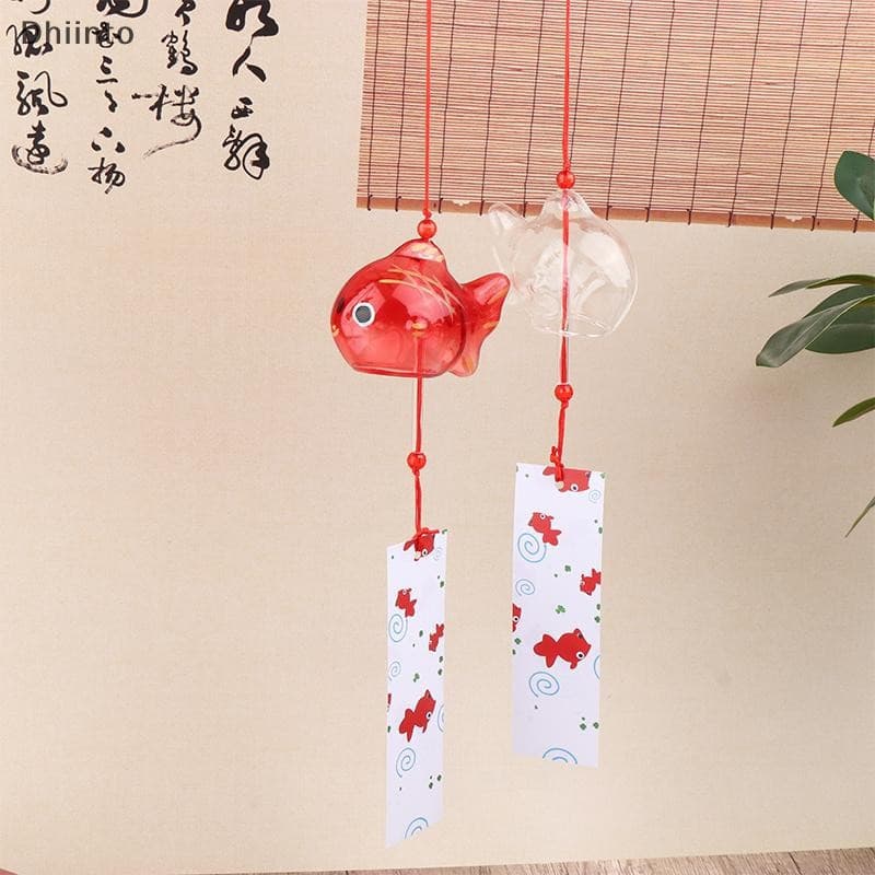 [Dhiint] Sino de vento estilo japonês com peixinho dourado, ornamento decorativo para jardim e áreas externas, decoração