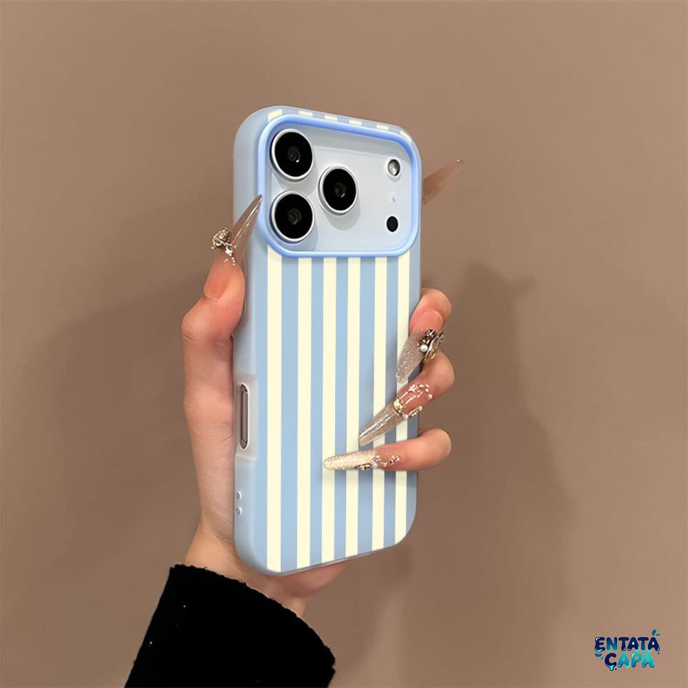 Capinha Listras Amarelo Claro Anti-Impacto Para iPhone 17 Pro Max 16 13 11 15 14 Plus 12 XS XR Plus Air SE Capas