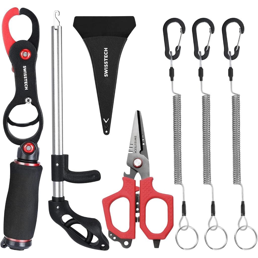 Kit de Ferramentas de Pesca Swiss+Tech, Pegador de Peixe com Balança, Alicate de Pesca Multifuncional, Tesoura para Linh