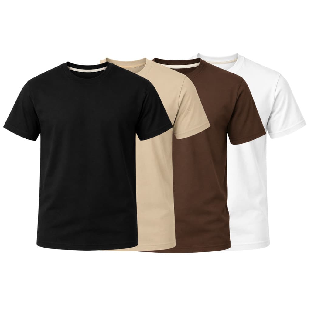 Kit 4 Camisetas Masculinas 100% Algodão Básica Lisa Premium Confortável Casual Dia a Dia Várias Cores