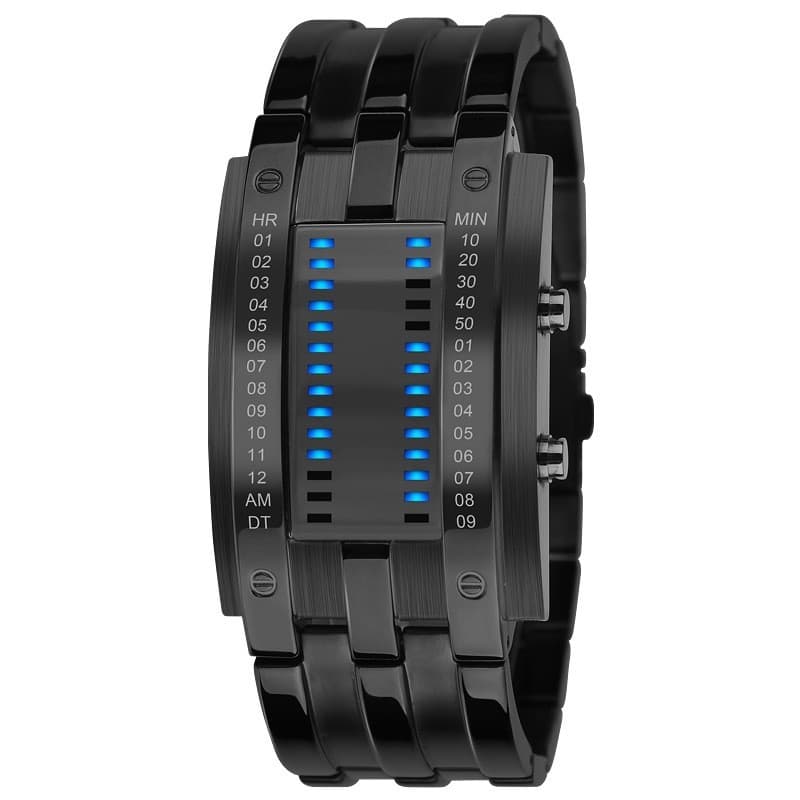 Relógio Digital LED Da Moda , De Pulso Eletrônico Estilo Técnico Legal Com Pulseira De Metal Em Liga De Zinco
