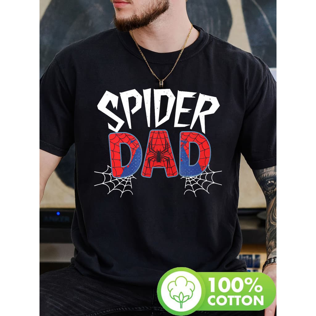 Camiseta Unissex Premium Plus size Marvel Spider Dad Teia Design Básica Oversized Confecção Própria