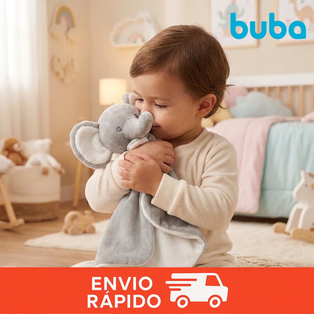 Naninha Para Bebe Antialérgica Paninho Elefante Buba Safari Premium Bebê Animais Hipoalergênica Macia Pelucia