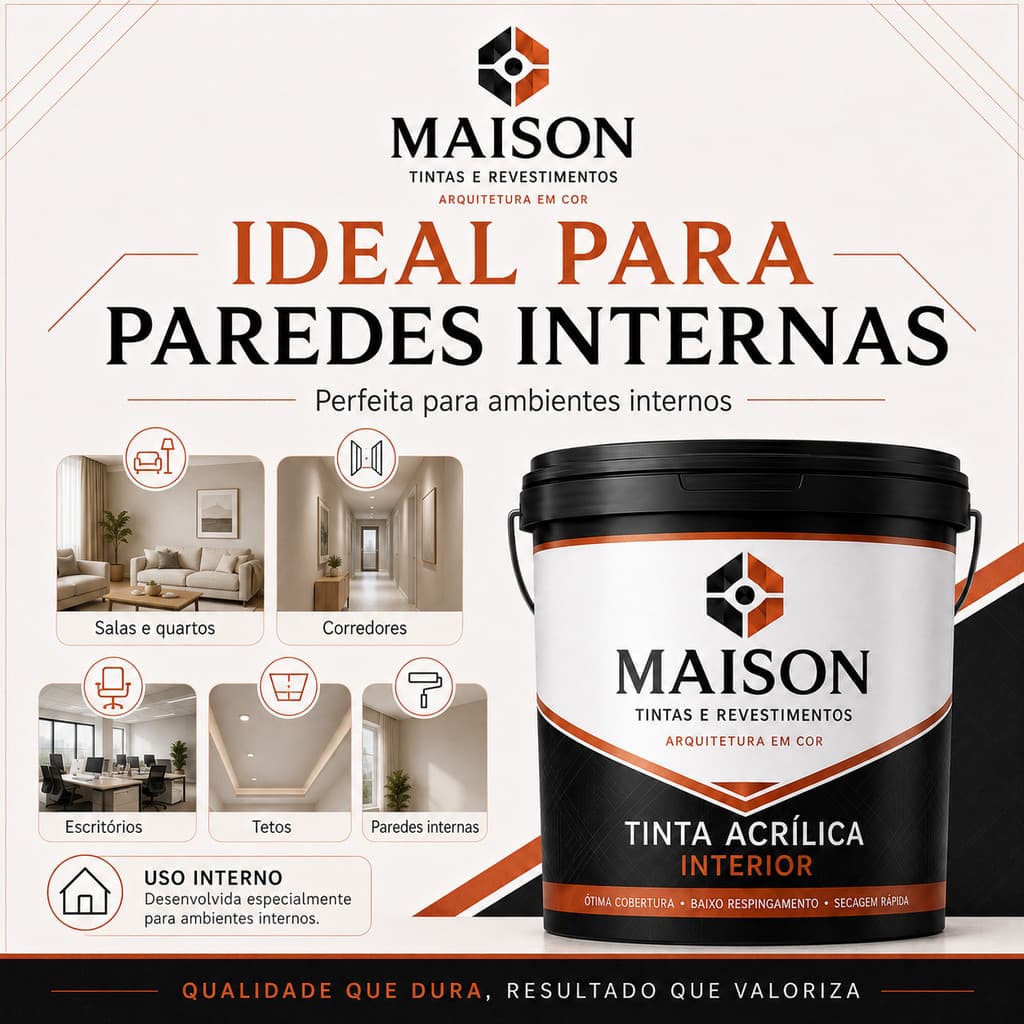 Tinta Acrílica 14KG Interiores Maison Decor - Econômica Sem Cheiro Alto Rendimento Antimofo Fosca