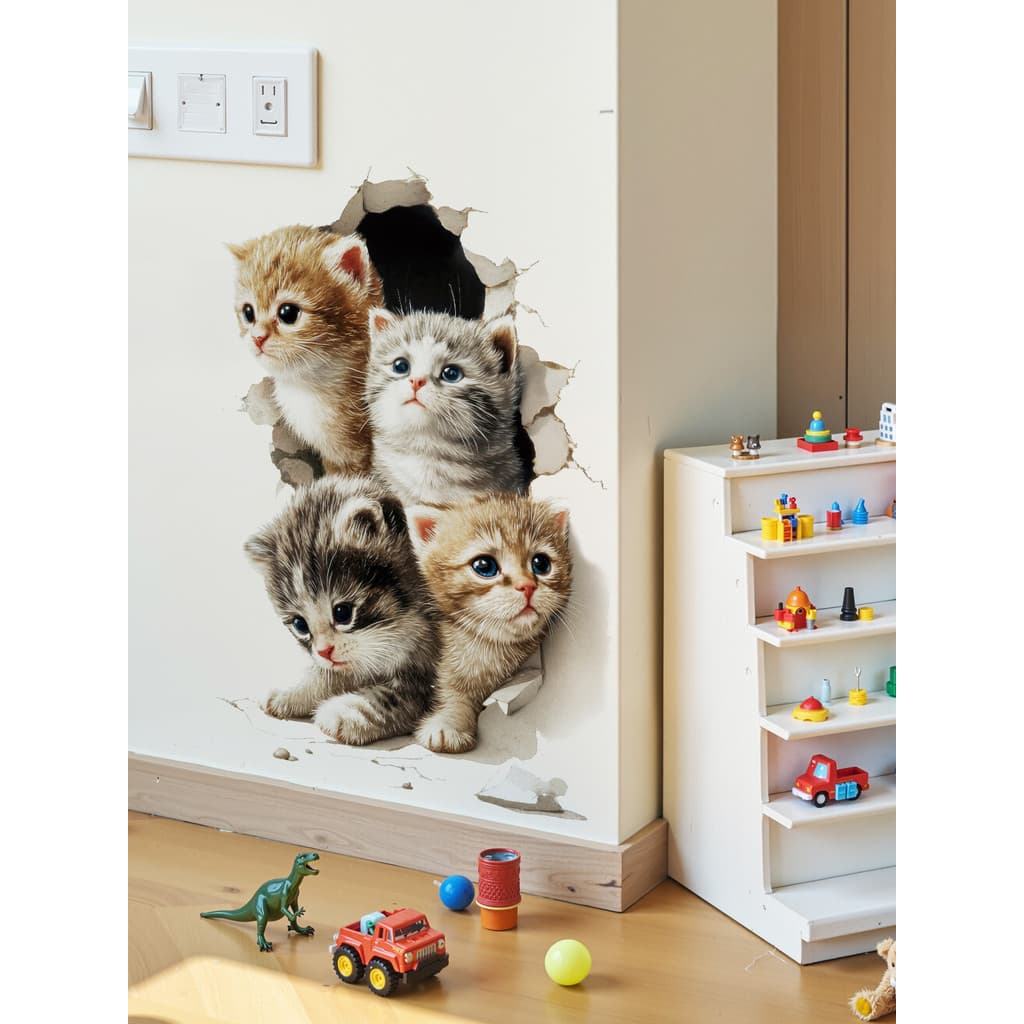 Bonito cura gato auto-adesivo adesivos de parede Pet Shop capa de parede feio adesivos decorativos Tearable Layout do qu