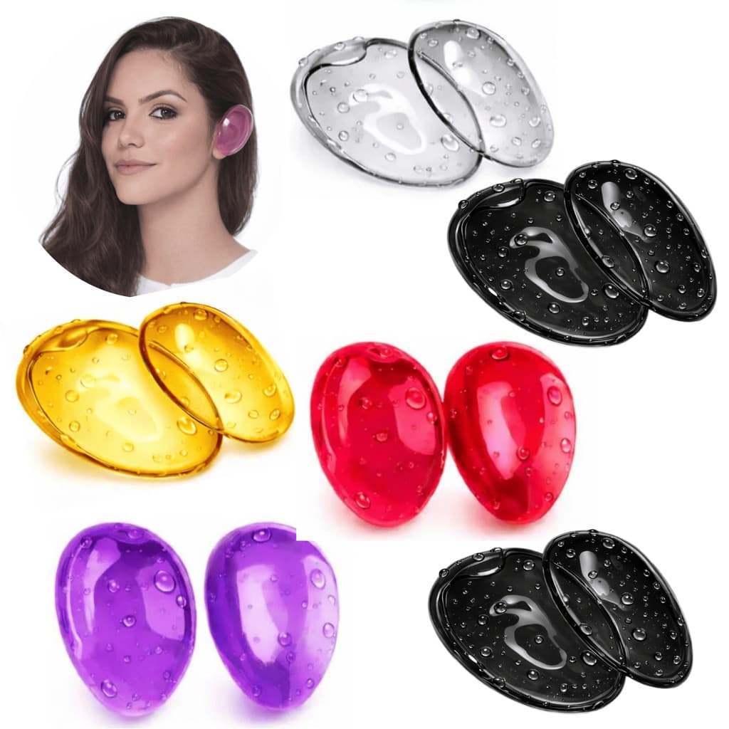 Protetor De Orelha Em Silicone Flexível 6 Pares Para Tintura Química Proteção Chapinha Secador Reutilizável