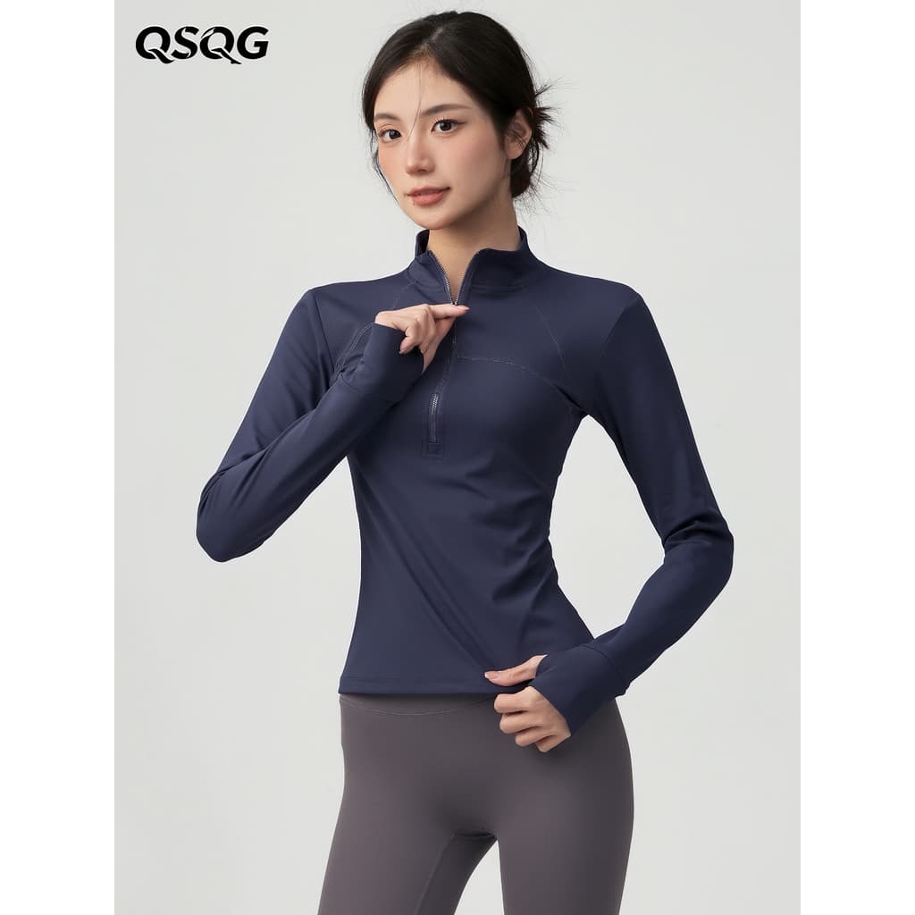 Gola alta roupas de Fitness feminino fino ajuste mais magro olhar meio zíper Pilates treinamento Yoga