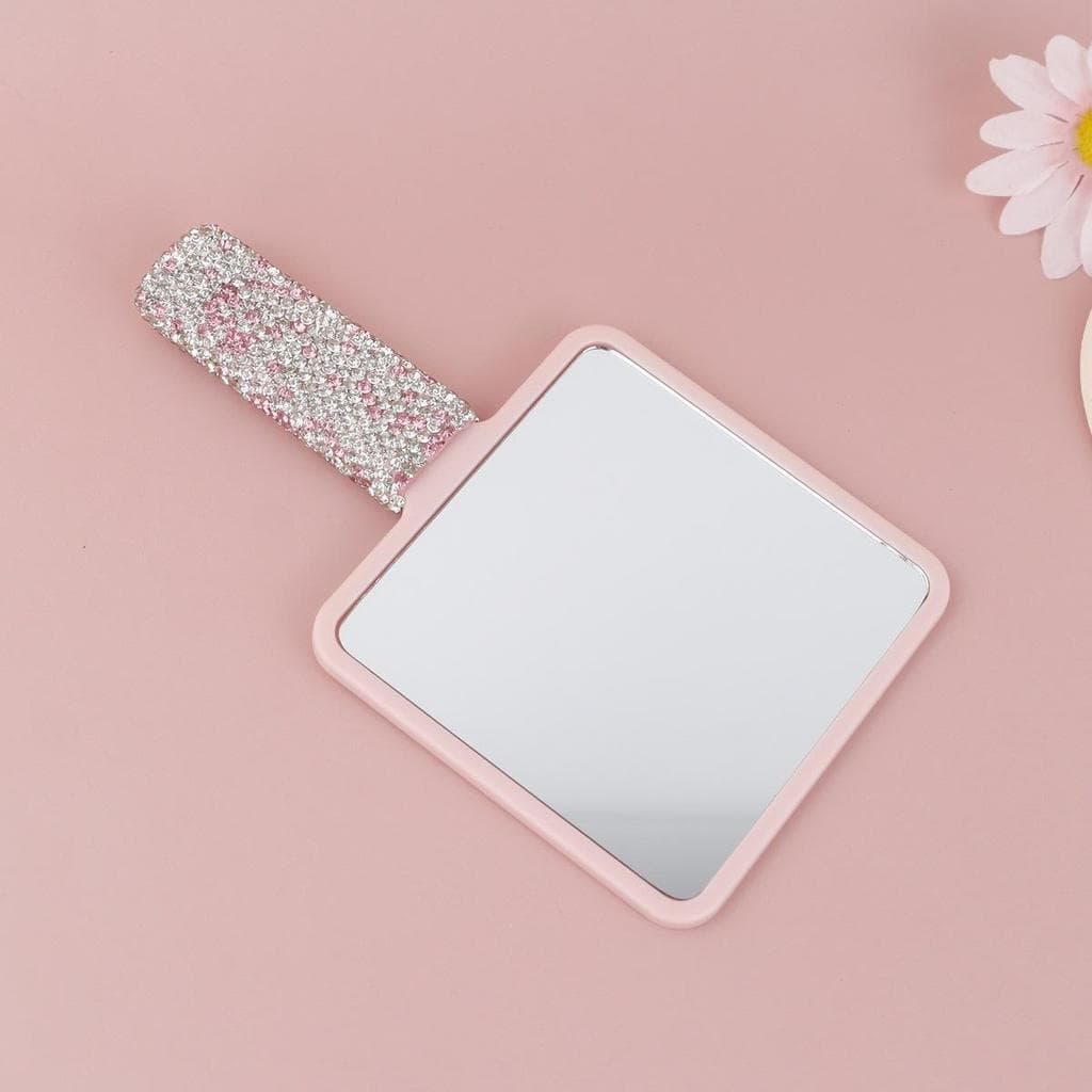 Strass espelho de maquiagem portátil luxo Mini espelho HD portátil espelho de maquiagem bolsa de viagem essencial