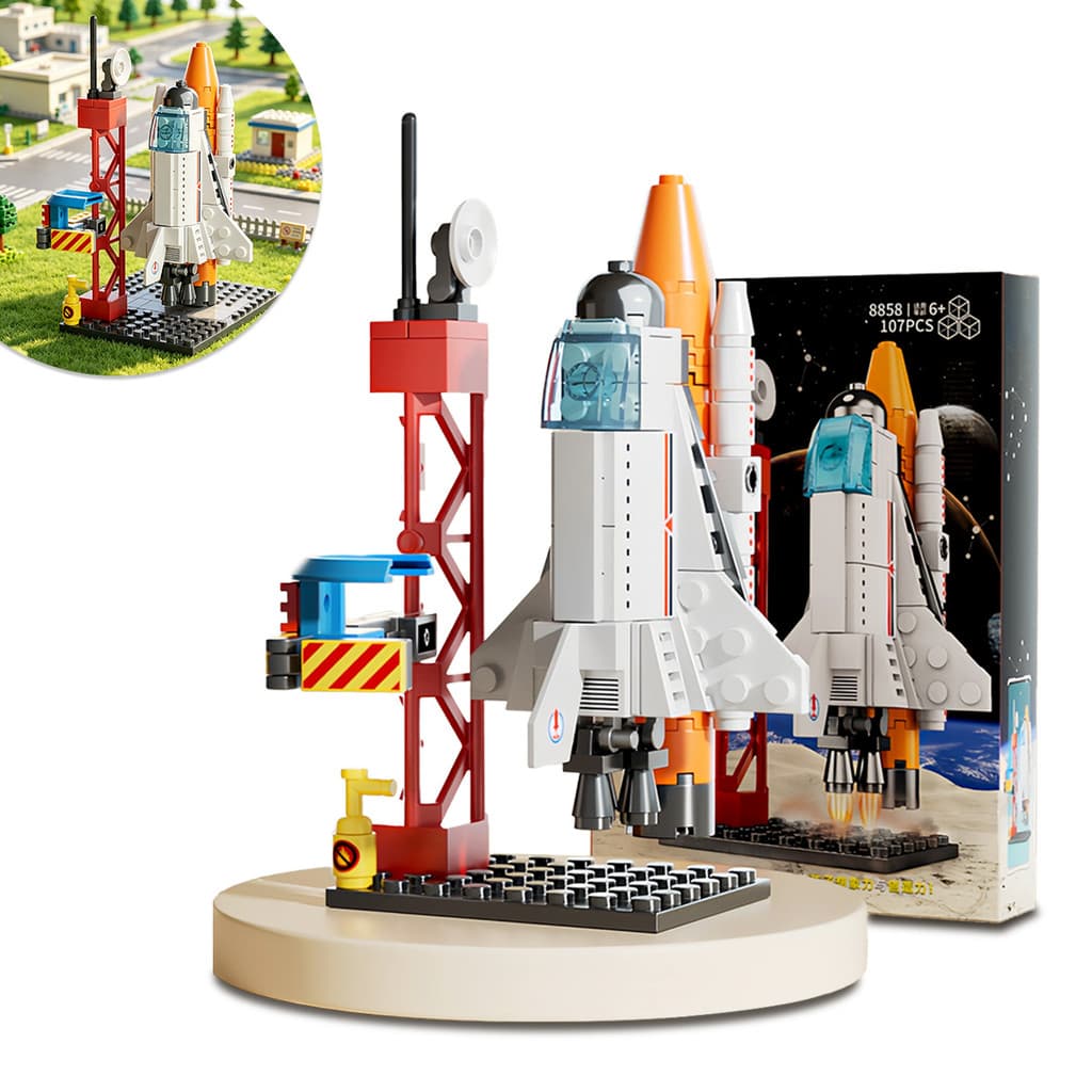 Kit 107 Peças Blocos Nave Espacial Foguete Montar ABS Brinquedo Educativo