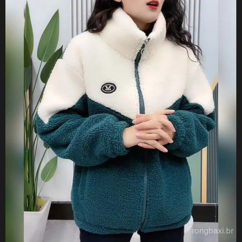 2023 outono inverno quente jaqueta feminina Casual algodão acolchoado jaqueta velo acolchoado engrossado gola alta Zip