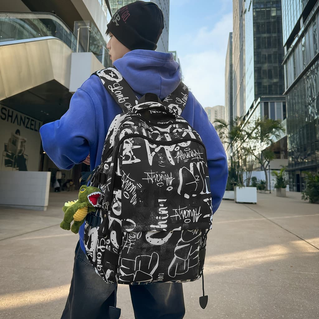Mochila moda feminina mochila na moda Graffiti estudante japonês ins Casual arte mochila moda All-Match mochila