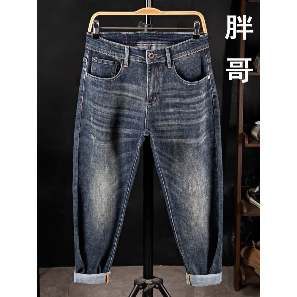 Americano nostálgico Retro solto estiramento Jeans masculino mais gordura plus Size gordura rua na moda outono calças ma
