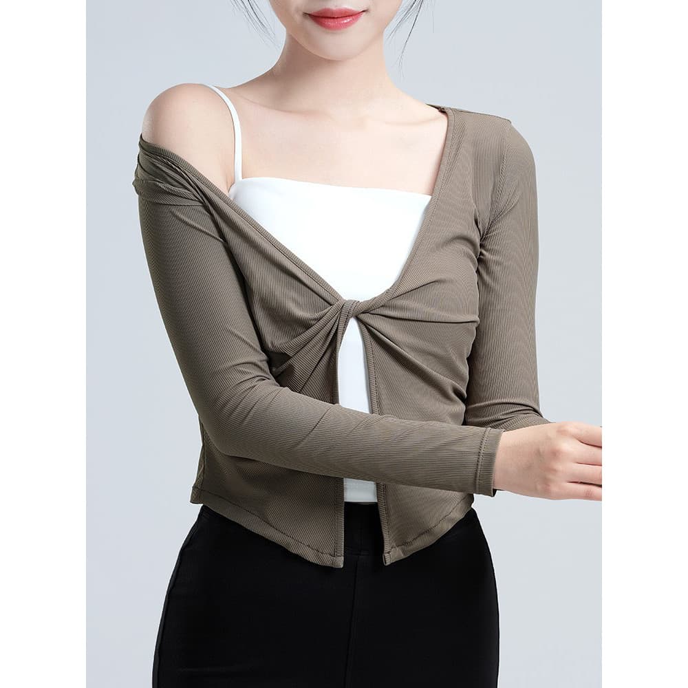 Roupas de dança topo feminino de manga comprida xale prática roupas adulto Ballet dança clássica exterior Cardigan peque