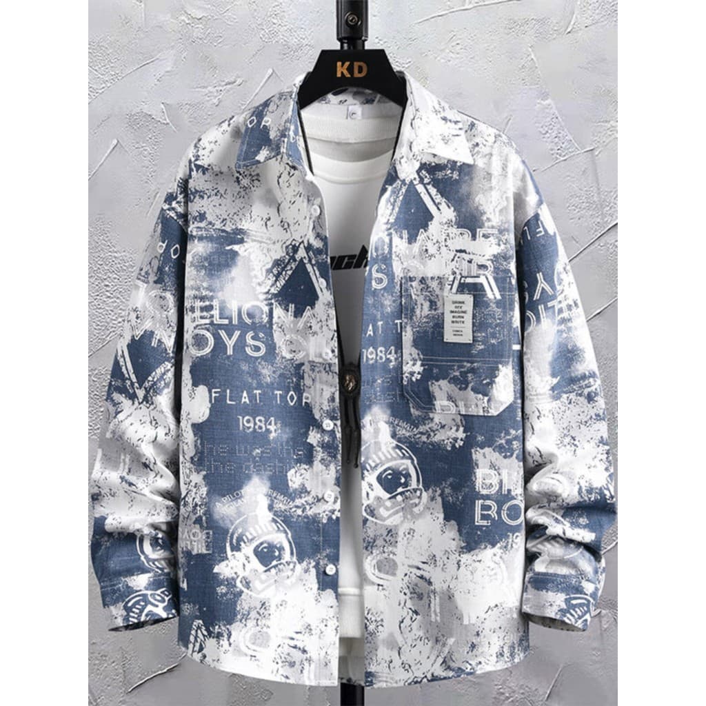 Primavera verão camisa masculina jaqueta fina Casual roupas superiores juventude Street Wear Tie-Dye camisa masculina ja