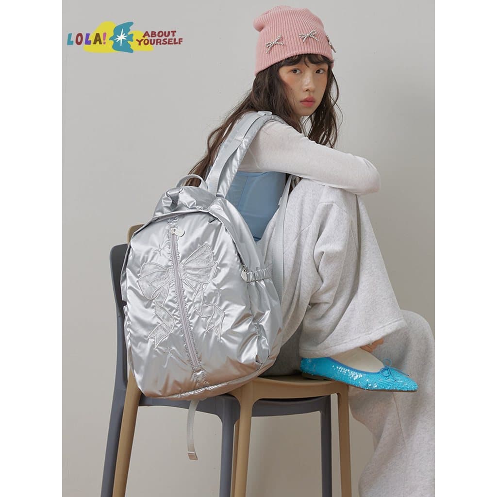 Guan Ji x Lola Nuvens Bordadas Mochila Leve Viagem Mochila Escolar de Grande Capacidade Meninas Estudante Universitário