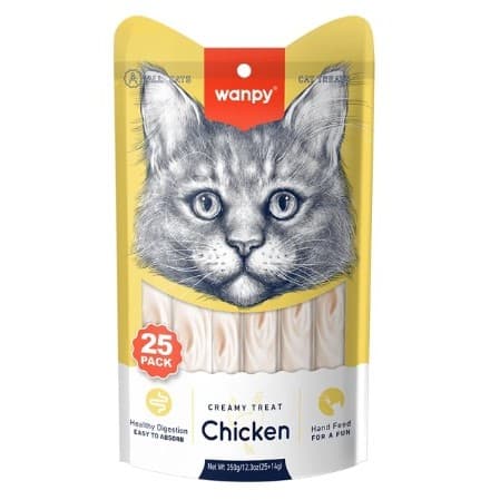 PETISCO PARA GATO WANPY CREAMY FRANGO PACOTE 350G (14GX25P)