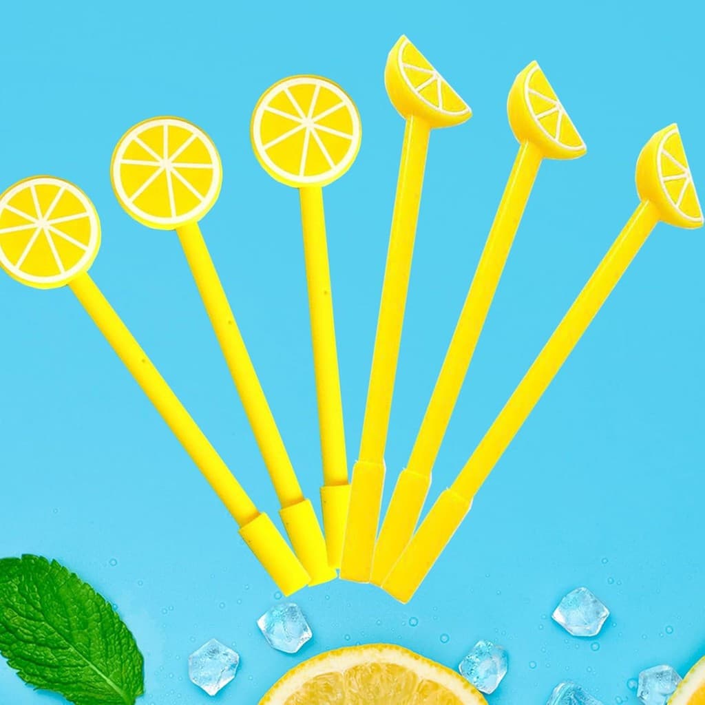 12 Canetas De Tinta Gel De Limão Fofas Dos Pces-Ferramentas De Escrita De Frutas Kawaii Caneta De 0.5mm Para A Escola Da