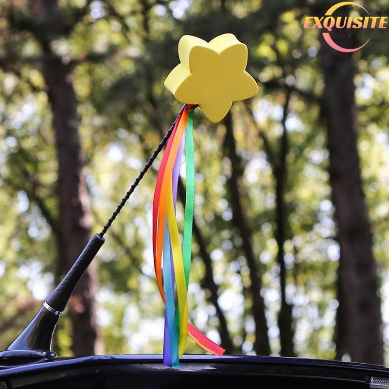 [EL-t] 1 Peça Acessórios Para Carros Colorido Estrela Streamer Universal Fofo Legal Antena De Carro Capa Superior Decora
