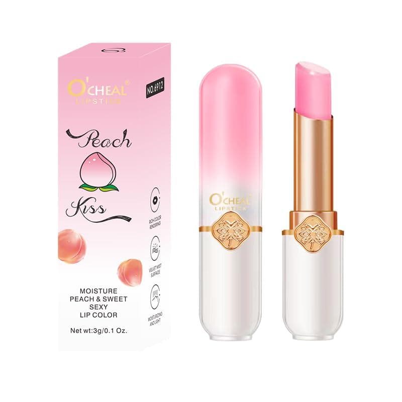 Batom O'CHEAL Color Fruit, Bálsamo Labial de Pêssego que Muda de Cor com a Temperatura, Hidratante, À Prova d'Água, de L