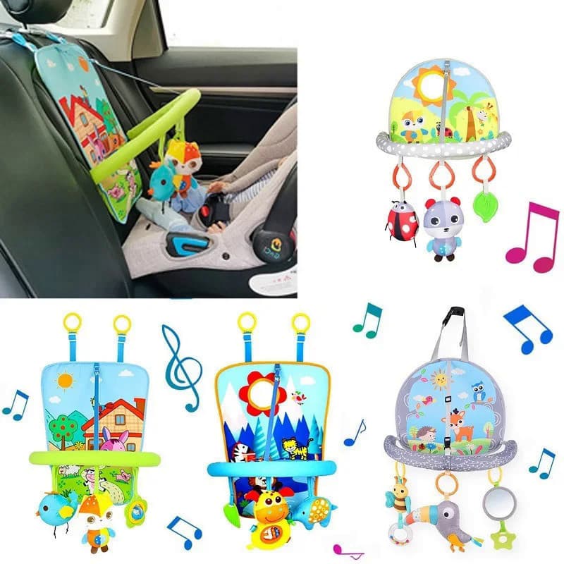 Assento de carro para bebê brinquedos berço pendurado carrinho de bebê assento traseiro espelho brinquedo