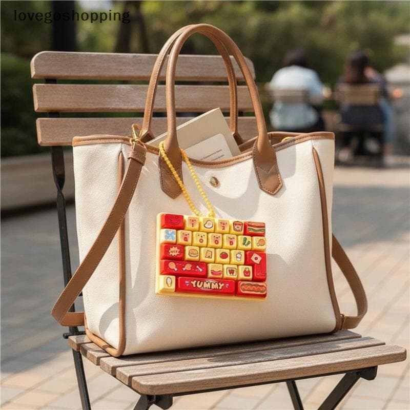 [lovego] Mini 26 Teclas Teclado Com Tema De Comida Chaveiro Alívio Do Estresse Botão Depressão Brinquedo Para Escritório