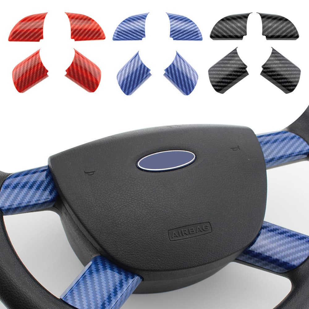 Acessório de Decoração para Painel do Volante do Carro para Ford Focus 2 MK2 2005-2011, 4 Peças de Adesivos de Fibra de