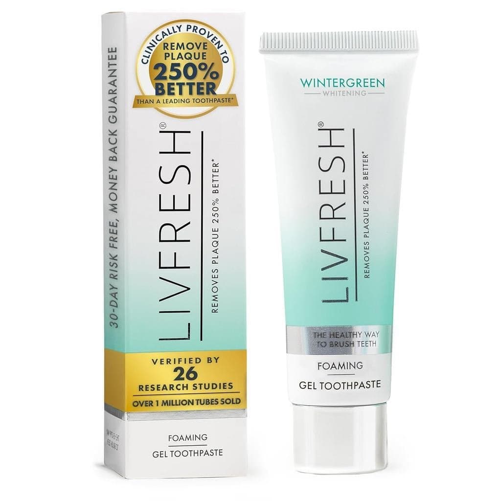 LIVFRESH Pasta de Dentes em Gel, Clinicamente Comprovado para Remover Placa 250% Mais Eficaz, Melhora a Saúde das Gengiv