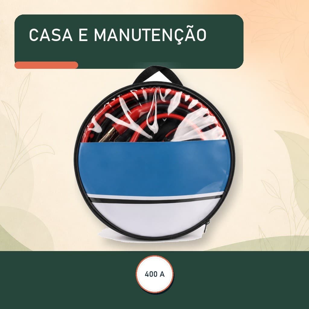 Cabo Chupeta Bateria Automotiva 2,5m 400A Aquatools Garra Enxerto Partida Carro Emergência Auxiliar