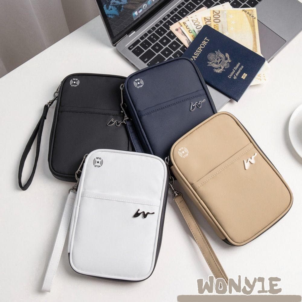 Cartão WONY1E , Porta-Cartões RFID Com Zíper De Poliéster Passaporte De Viagem À Prova D'água De Grande Capacidade Uniss