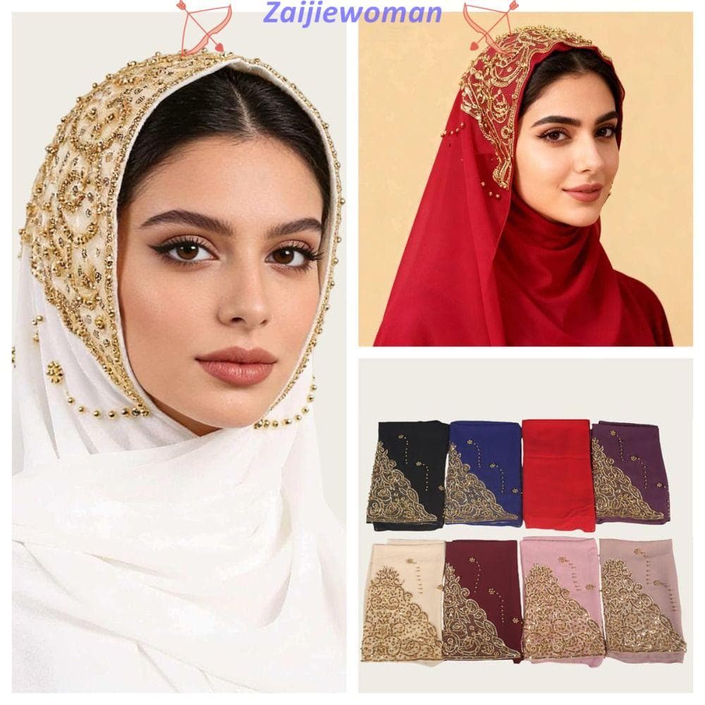 ZAIJIEWOMAN Turbante Instantâneo Muçulmano , Cabeça De Turbantes Respiráveis De Cobertura Completa , Lenço De Chiffon De