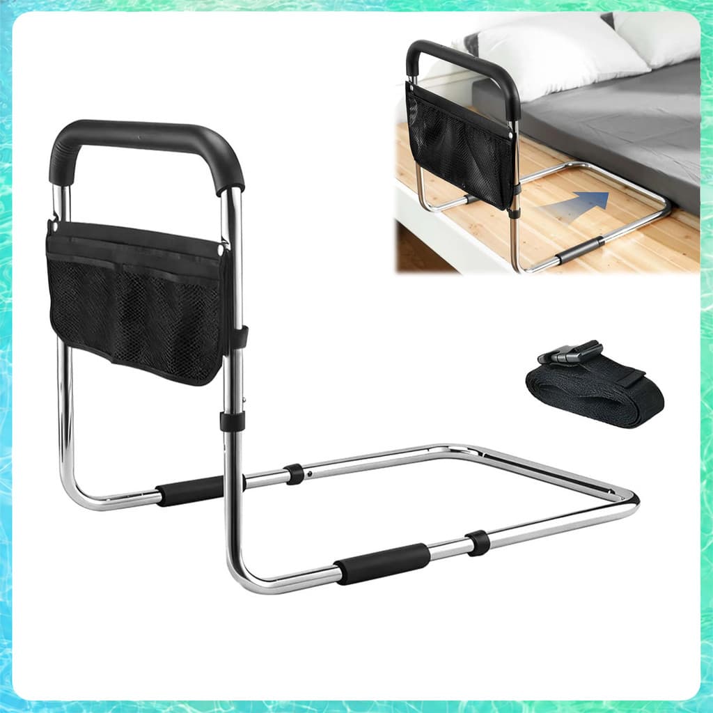 Barra de Apoio Lateral para Cama Ajustável 43-53cm com Bolsa – grade de segurança para idoso, proteção e estabilidade