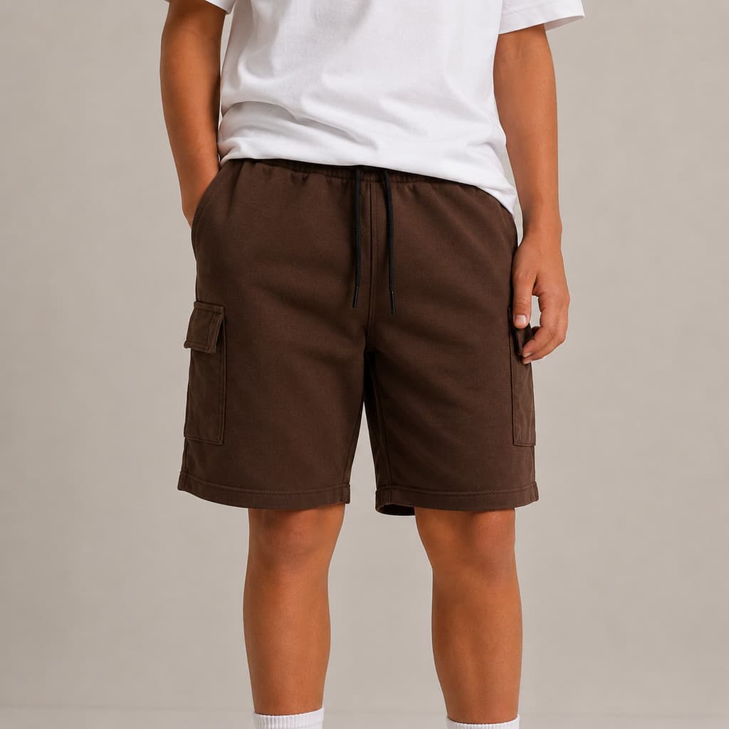Bermuda Cargo Moletinho Juvenil Menino Com Bolsos E Cordão Confortavel Verão