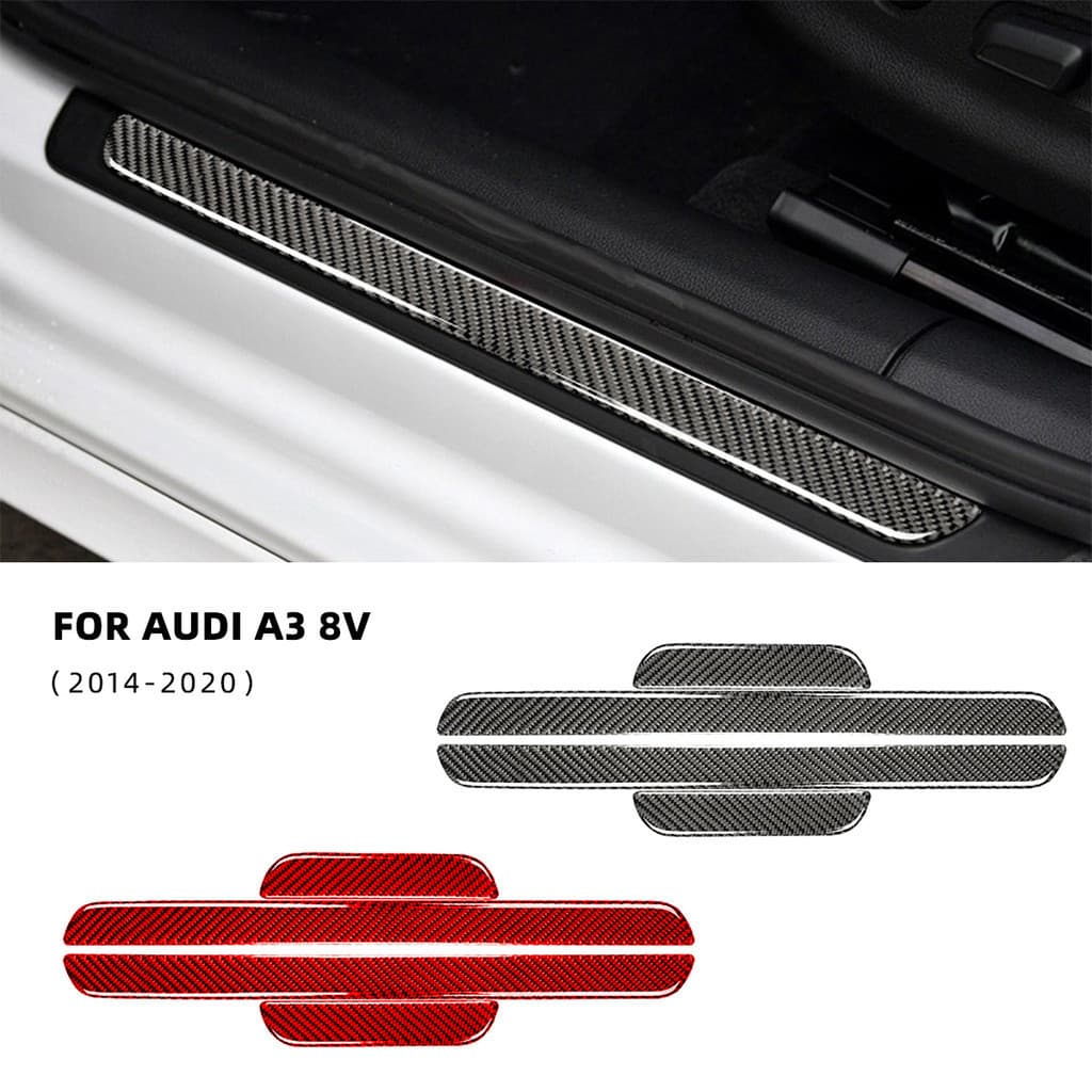Barra De Soleira De Porta De Fibra De Carbono Decorativa Capas De Carro Estilo Adesivos Protetor Para Audi A3 8V 2014-20