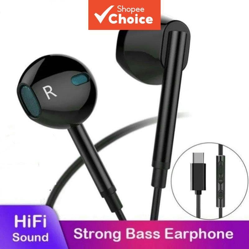 Fones De Ouvido Com Fio Tipo C/3.5 Mm Cancelamento De Ruído Intra-Auriculares Esportivos Bass Gaming Inteligentes Leves
