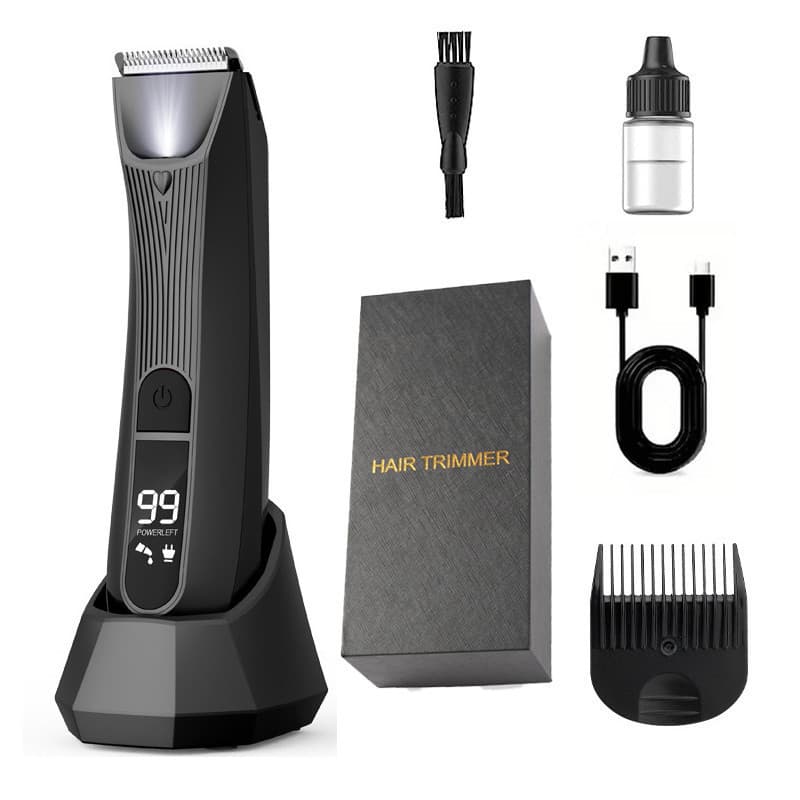 Aparador de Pelos Masculino Recarregável LCD À Prova d’Água — Corpo Inteiro (Axilas, Virilha
