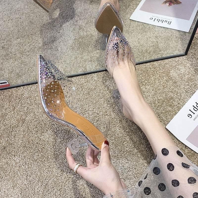 Baotou meia chinelos sapatos femininos salto alto salto Stiletto apontou Toe elegante salto médio 2026 sandálias de verã