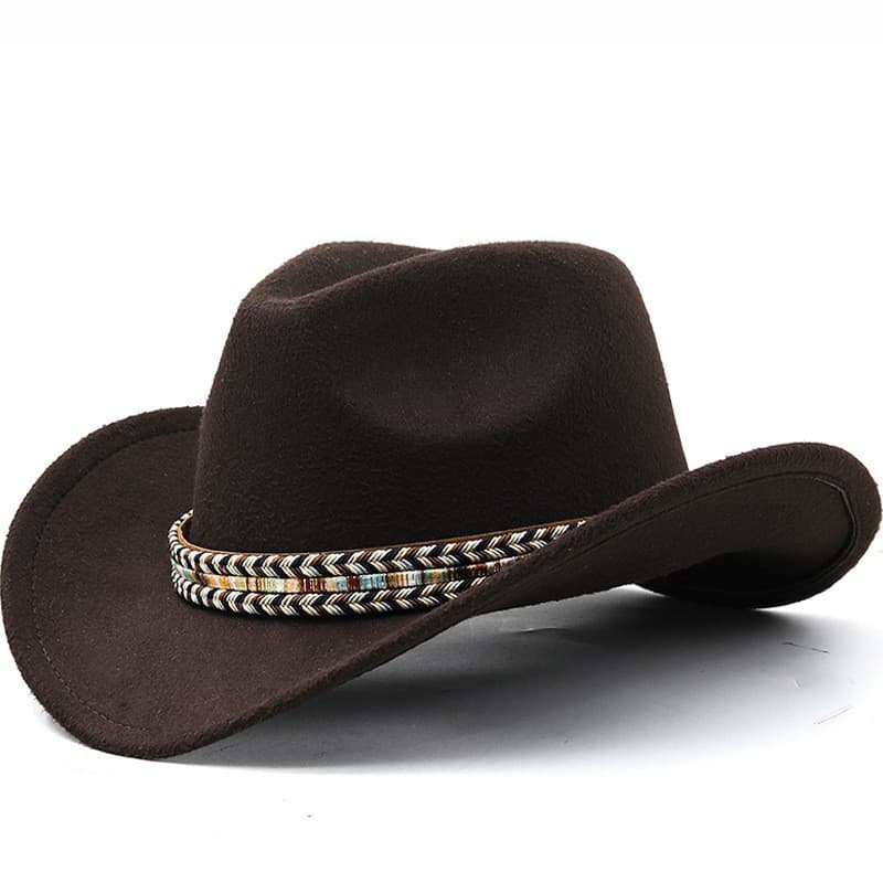 Chapéu De Cowboy Ocidental Masculino De Lã De Tamanho Grande Para Cavalheiro Senhora Jazz Cowgirl Com Couro Cloche Igrej