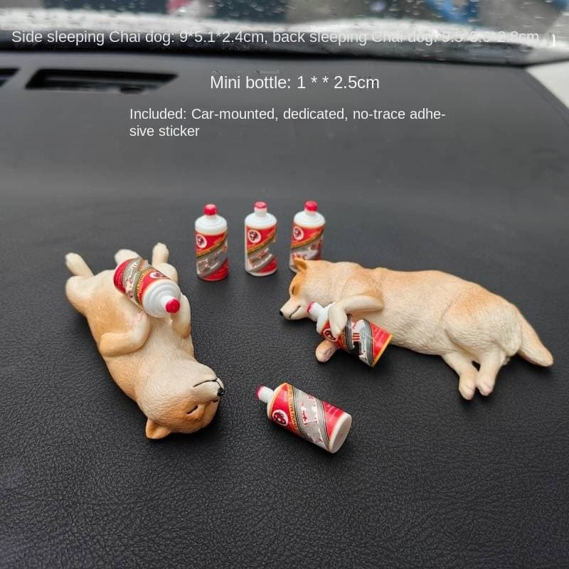 Novo estilo ornamentos de carro único no carro bonito simulação de cura bêbado Shiba Inu filhote de cachorro Console cen