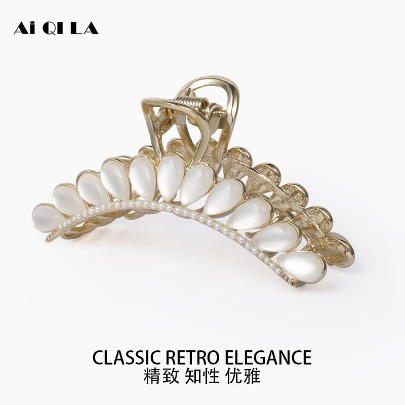 AiQILA AiQILA Clipe geométrico simples para cabeça, prendedor de cabelo para trás, clipe de tubarão de alta qualidade, c