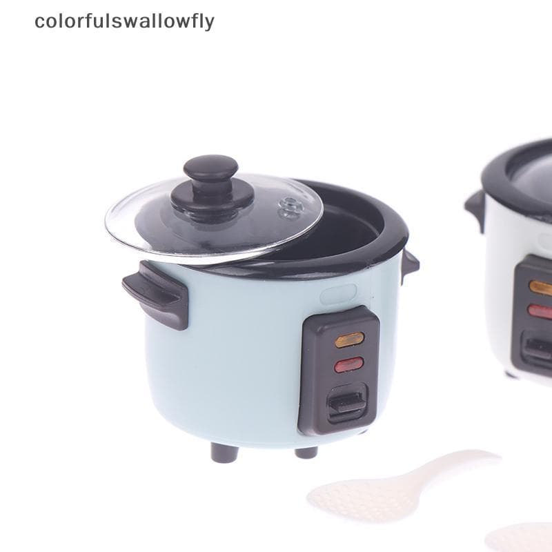 CSF 1 : 12 Casa De Bonecas Mini Panela De Arroz Com Colher Utensílios De Cozinha Modelo